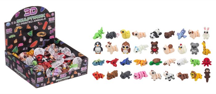 ANIMALI Stampati a 3D in PLA cm 36ass In espo da 36pz…x36…x432
